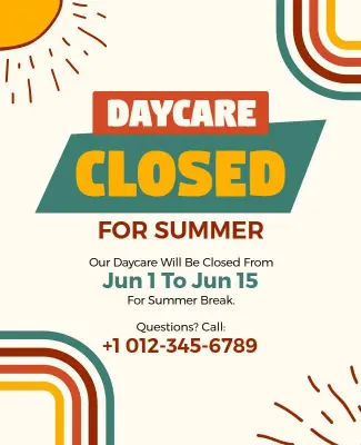 Daycare Summer Closure Announcement Flyer Template