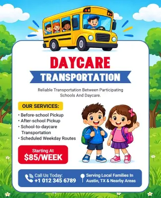 Daycare Transportation Services Flyer Template