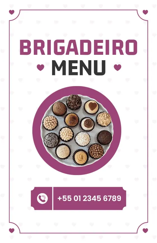 Decadent Brigadeiro Chocolate Treats and Specialties Chocolate Menu Template