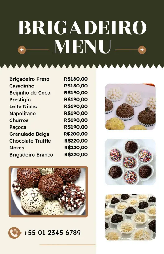 Decadent Brigadeiros and Chocolate Delights Chocolate Menu Template