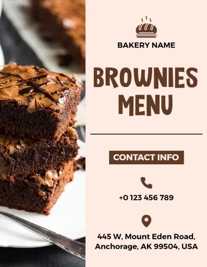 Decadent Brownie Varieties Featuring Rich Chocolate Dessert Menu Template