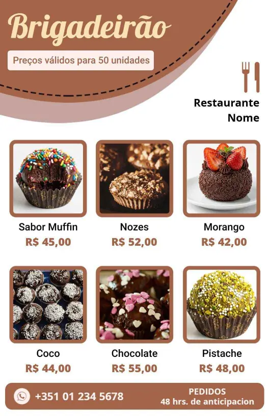 Decadent Chocolate and Nut Treats Including Muffins Dessert Menu Template