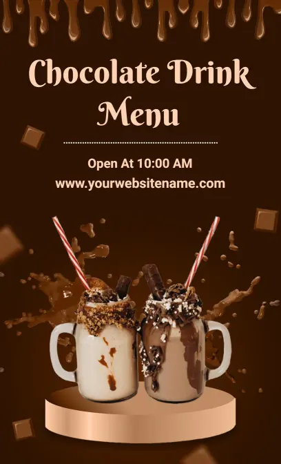 Decadent Chocolate Drink Selections for Every Sweet Tooth Menu Template