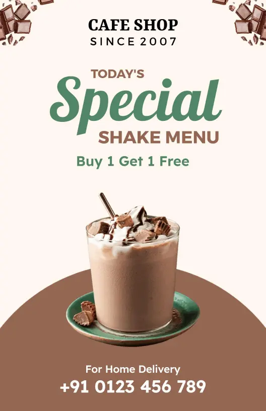 Decadent Chocolate Shake Varieties and Classic Treats Chocolate Menu Template