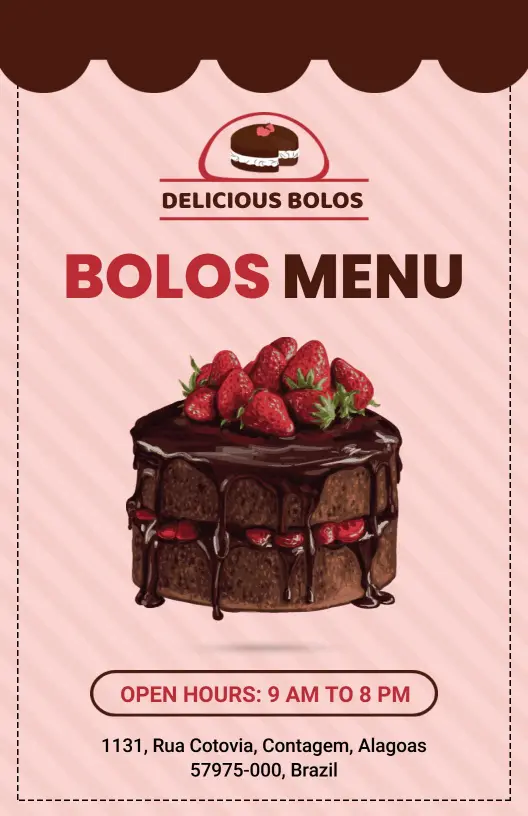 Decadent Layered Cakes with Rich Flavors and Toppings Cake Menu Template