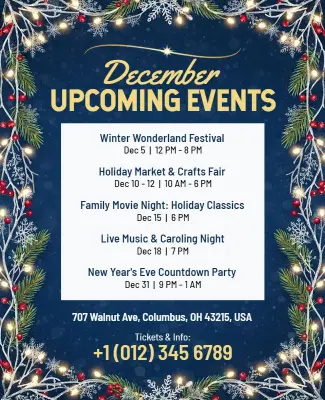 December Holiday Upcoming Events Flyer Template