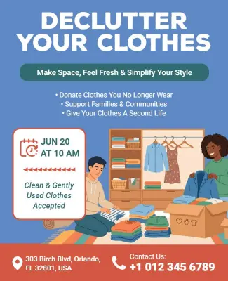 Declutter Clothes Donation Drive Event Poster Template