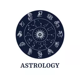 Deep Blue Zodiac Wheel Design Featuring Astrology Symbols Logo Template