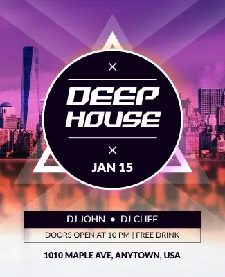 Deep House DJ Night Event Flyer Template