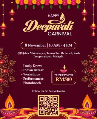 Deepavali Carnival Celebration Event Flyer Template