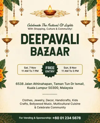 Deepavali Cultural Bazaar Event Flyer Template