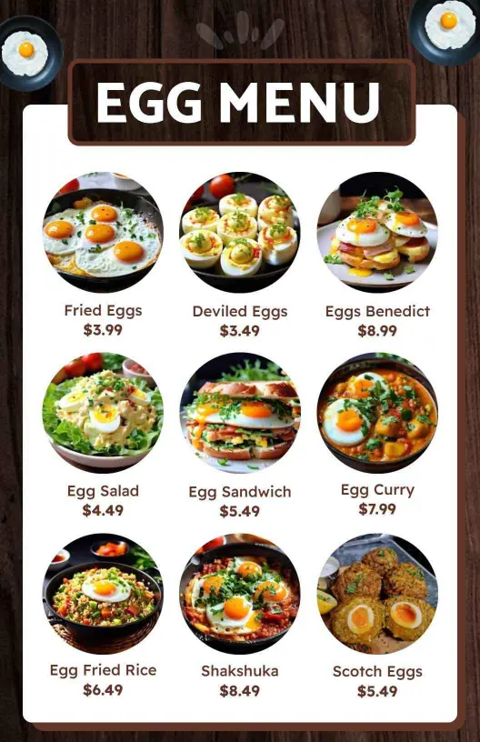 Delectable Egg-Based Meals Menu Template
