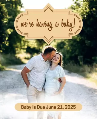 Delicate Cream and Green Pregnancy Announcement Flyer Template