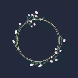 Delicate Floral Accents Framing a Blank Circle Design Logo Template