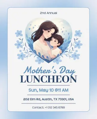 Delicate Floral Blue Mother's Day Celebration Flyer Template