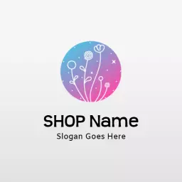Delicate Floral Design with Soft Pink and Blue Elements Logo Template