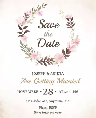 Delicate Floral Wedding Save the Date Poster Template