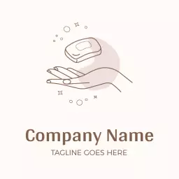 Delicate Hand Illustration Promoting Natural Soap Products Logo Template