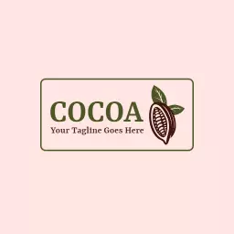 Delicate Pink Background with Cocoa Bean Illustration Logo Template