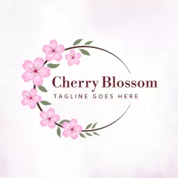Delicate Pink Cherry Blossom Floral Design Emphasizing Spring Logo Template