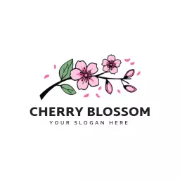 Delicate Pink Cherry Blossoms Showcasing Nature's Beauty Logo Template