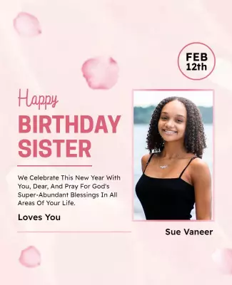 Delicate Pink Floral Birthday Celebration for Sister Poster Template