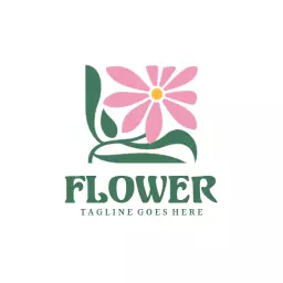Delicate Pink Flower Design Enhancing Floral Artistry Logo Template