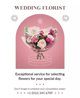 Delicate Pink Wedding Florist Floral Arrangement Poster Template