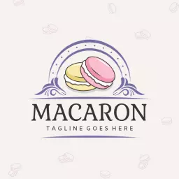Delicately Crafted Pink and Yellow Macaron Design Logo Template