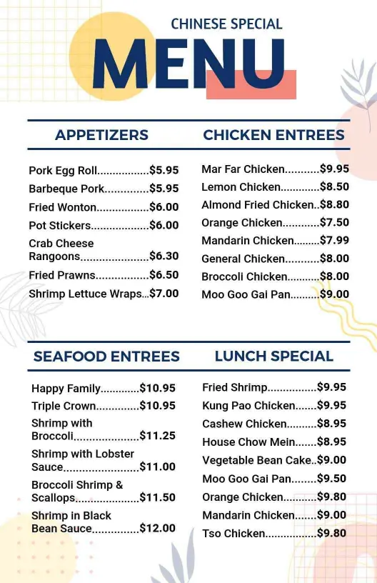 Delicious Appetizers and Flavorful Chicken Dishes Chinese Menu Template