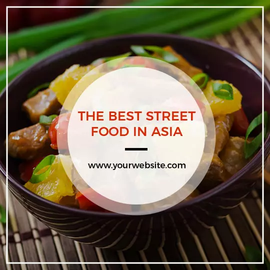 Delicious Asian Street Food Dish in Elegant Bowl Ad Template