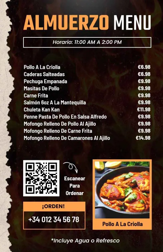 Delicious Authentic Latin Dishes Featuring Fresh Ingredients Lunch Menu Template