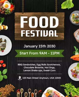 Delicious Black and Green Food Festival Celebration Poster Template