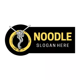Delicious Black and Yellow Noodle Design with Whimsical Style Logo Template