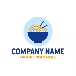 Delicious Blue Bowl of Noodles Representing Chinese Food Logo Template