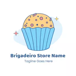 Delicious Blue Cupcake Design Celebrating Brigadeiro Treats Logo Template