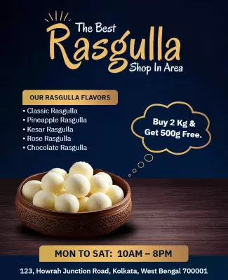 Delicious Blue Rasgulla Flavor Showcase Shop Poster Template