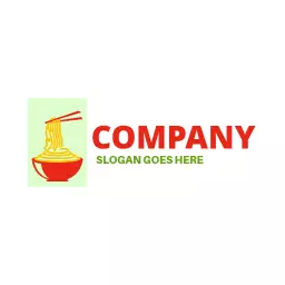 Delicious Bowl of Noodles with Red Chopsticks Chinese Food Logo Template