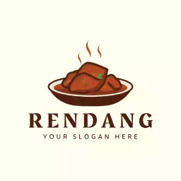 Delicious Bowl of Spicy Rendang Represents Authentic Food Logo Template