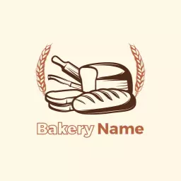 Delicious Breads and Baking Tools Representing Bakery Logo Template