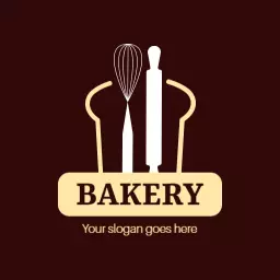 Delicious Brown and Cream Bakery Tools Design Logo Template