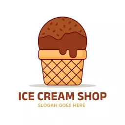 Delicious Brown Ice Cream Cone Representing Sweet Treats Logo Template
