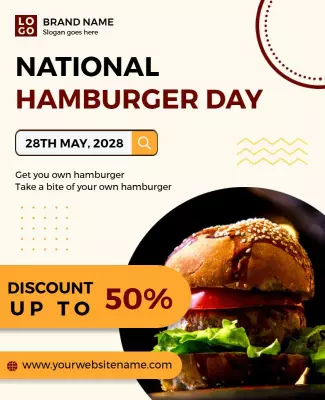Delicious Burger Graphic for National Hamburger Day Poster Template