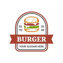 Delicious Burger Stack Design in Classic Badge Style Logo Template