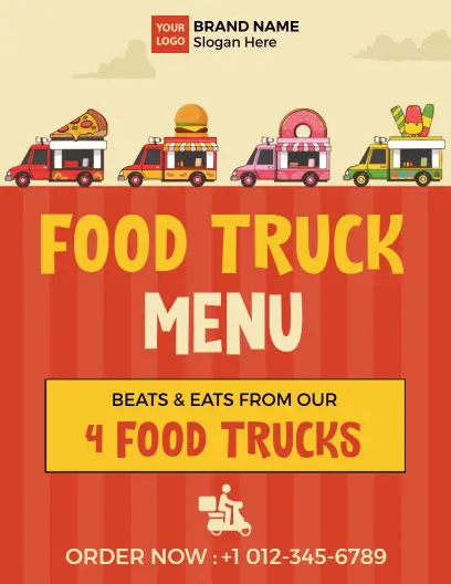Delicious Burgers and Pizza Selections from Our Food Truck Menu Template