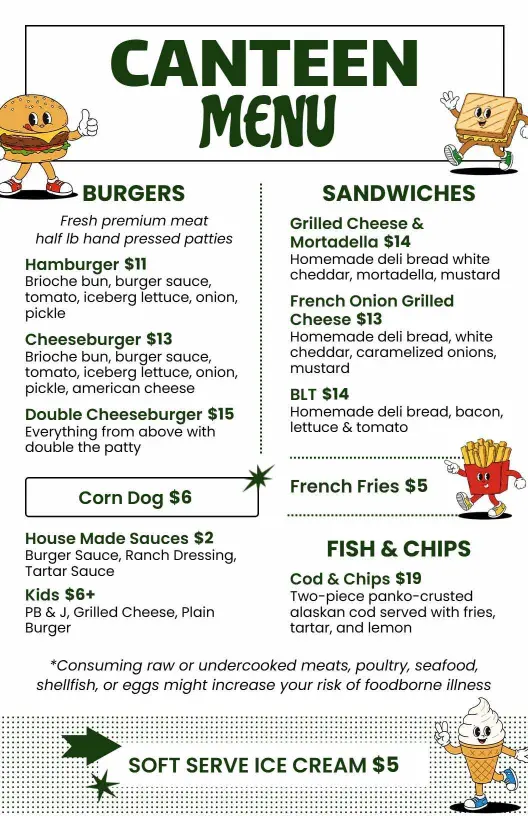 Delicious Burgers and Sandwiches Selection with Sides Canteen Menu Template