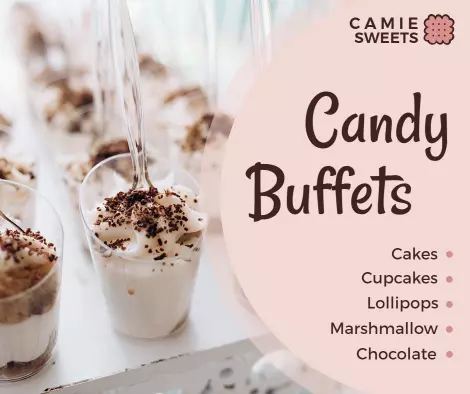 Delicious Candy Buffet Design for Cake Shop Promotions Ad Template