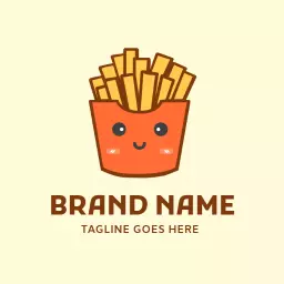 Delicious Cartoon French Fries in a Happy Box Logo Template