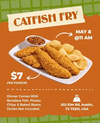 Delicious Catfish Fry Poster Template