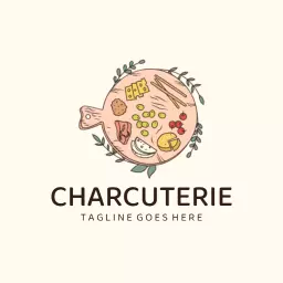 Delicious Charcuterie Board Featuring Cheeses and Meats Logo Template